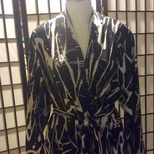 Peter Nygard  Black & White Faux Wrap Dress -2X